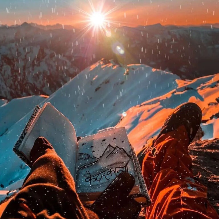 Photographer capturing the winter beauty of Kedarkantha Trek in Uttarakhand.